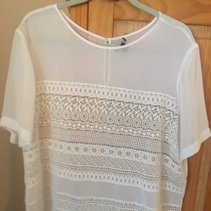Sheer off white top from Ann Taylor, size XXL